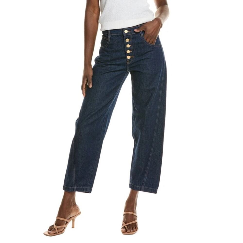 Frame Denim Crop Balloon Barrel Jean Exposed Button Fly Size 31 Coastal Prep